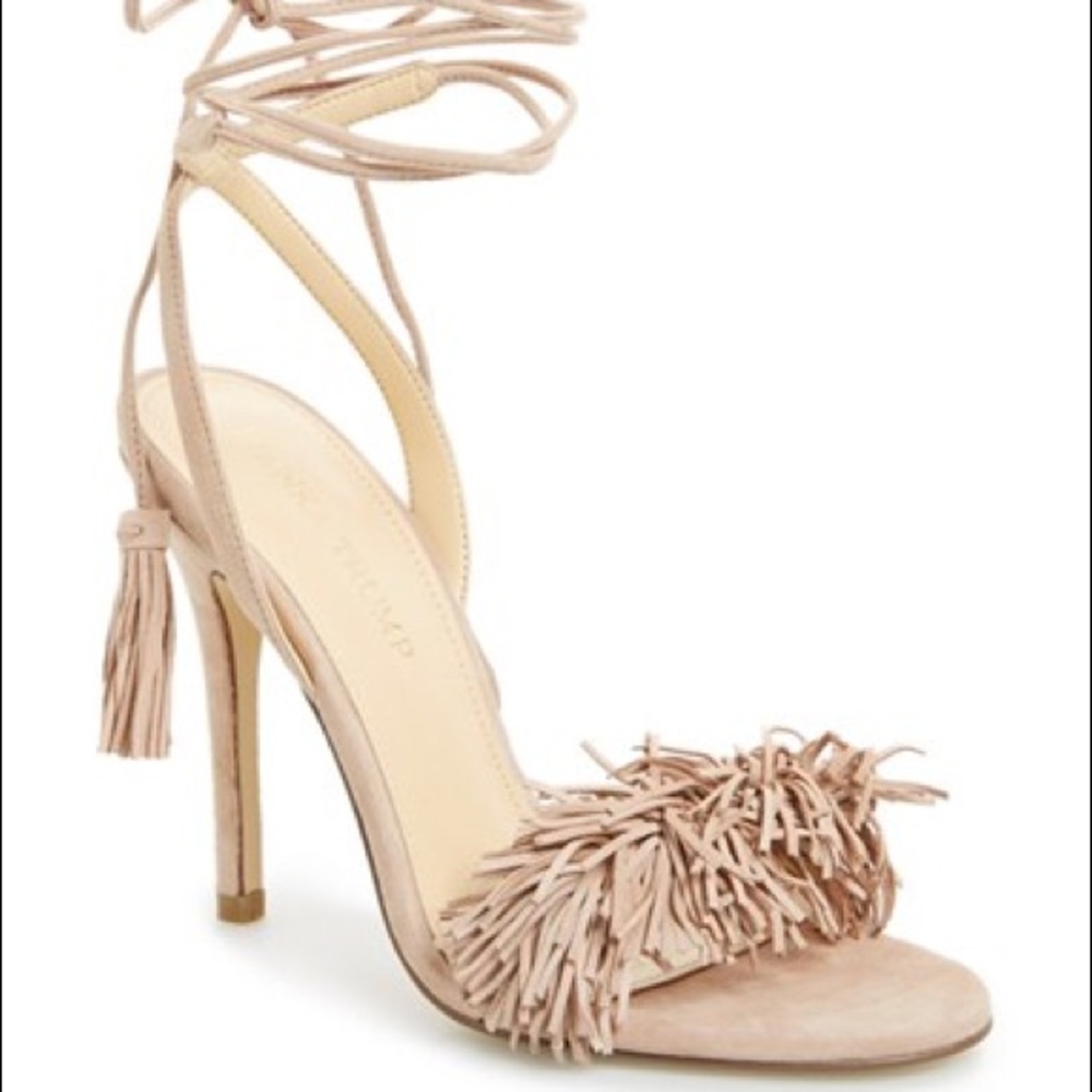 Ivanka Trump tassel fringe ankle heel leather